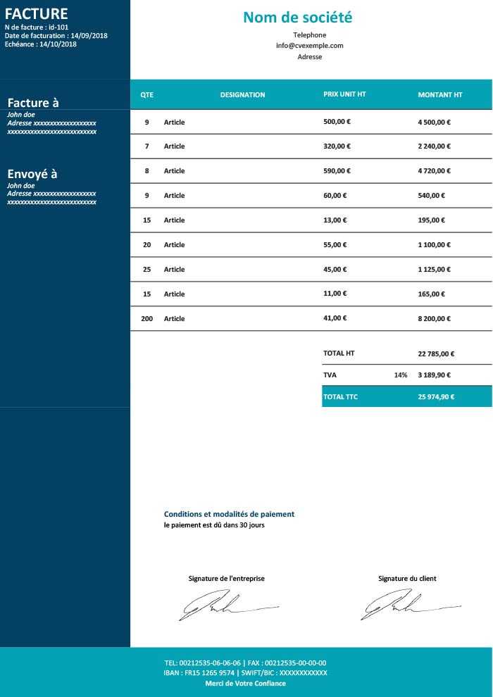 Facture Excel Automatique