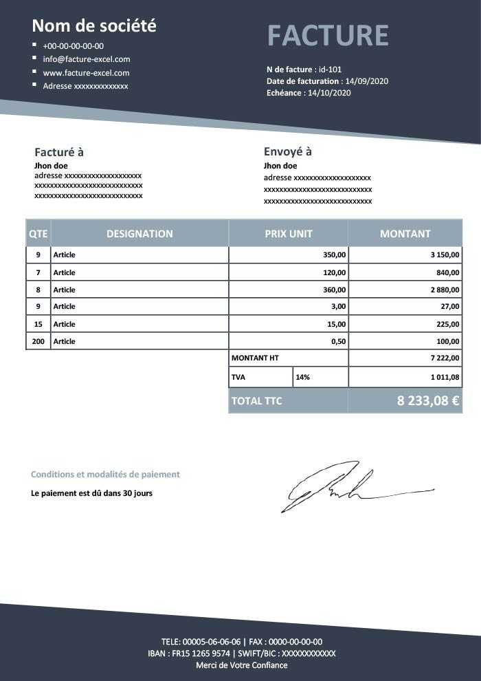 Exemple De Facture Proforma A Telecharger Facture Gratuit