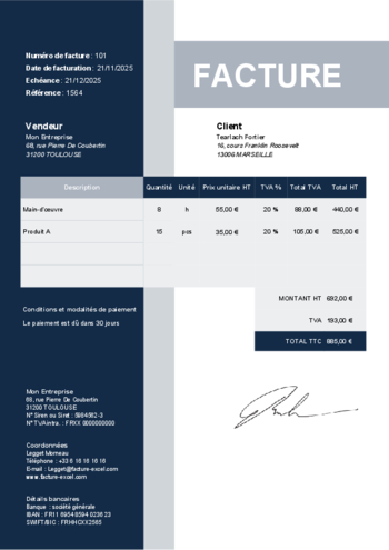 facture auto-entrepreneur Word