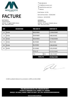 facture Marocaine au format Excel et Word