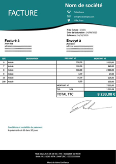 Facture Moderne sous format Excel