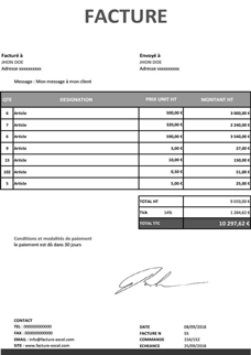 Facture Simple au format Excel