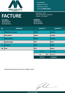 Facture de vente au format Excel à Télécharger