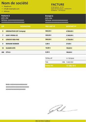 Facture Vierge avec excel
