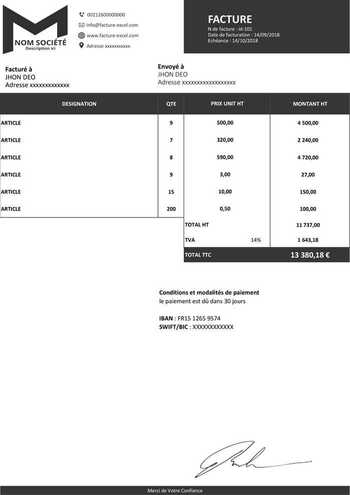 Facture EXCEL xlsx